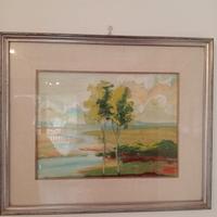 Quadro paesaggio, cornice color argento.