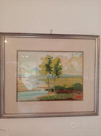 Quadro paesaggio, cornice color argento.