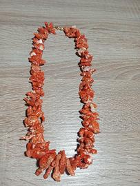 Oro 750 collana corallo rosso Sardegna portato 