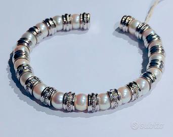 BRACCIALE IN ORO PERLE E DIAMANTI