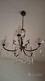 lampadario vintage a gocce e due applique 
