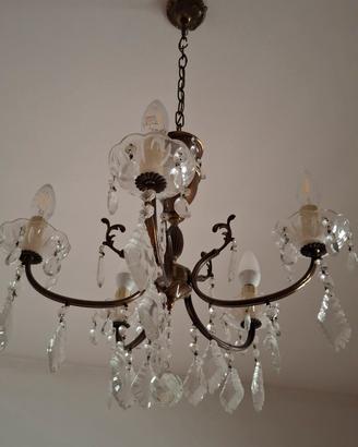 lampadario vintage a gocce e due applique 