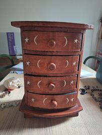 Mini cassettiera in legno stile etnico/boho – Port