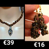 Orecchini occhio di tigre e collana con ciondolo  