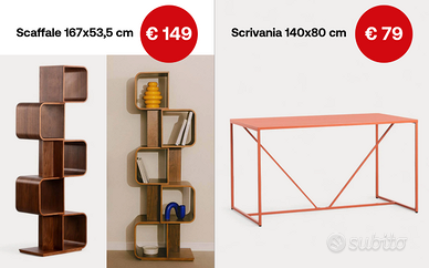 Arredo (scrivania, sedie, scaffali, vasi, lampade)