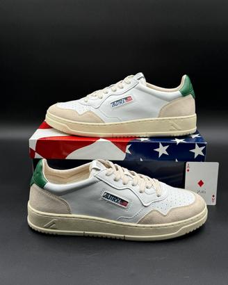 Autry uomo medalist low in pelle bianca e verde 46