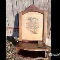 Specchio quadro disegno floreale legno vintageNo