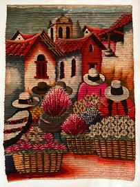 Arazzo villaggio peruviano in lana d’alpaca