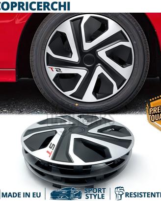 4 Copricerchi per KIA 14 Pollici Silver e Nere ST