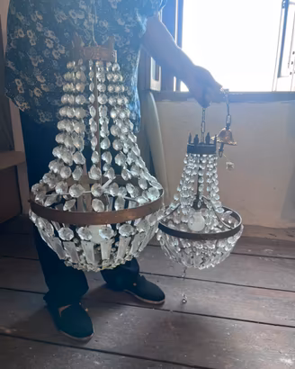 Coppia lampadari vintage mongolfiera stile Impero