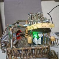 casetta artigianale per presepe con illuminazione