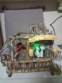 casetta artigianale per presepe con illuminazione