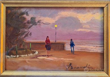 pittore livornese Franco Biondi Tramonto sul mare