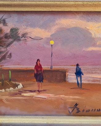 pittore livornese Franco Biondi Tramonto sul mare