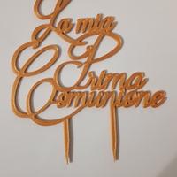 cake topper la mia prima comunione dorato