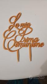 cake topper la mia prima comunione dorato