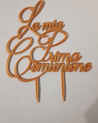 cake topper la mia prima comunione dorato