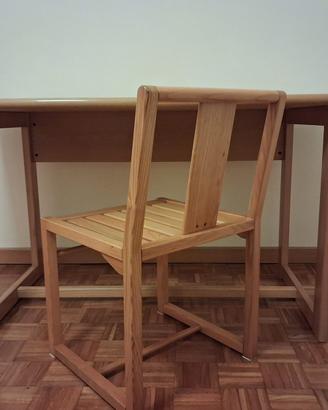 Scrivania e sedia in legno chiaro