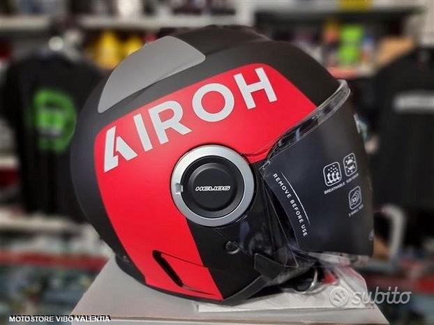 Casco Airoh HELIOS UP BLACK MATT nero e rosso opaco scooter vespa moto