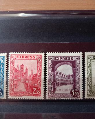 Francobolli Belgio 1929 Espressi nr. 1-2-4-5