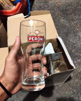 Set 7 bicchieri da birra Peroni in vetro