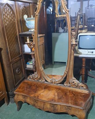 toletta italiana in radica con specchio 