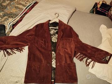 giacca uomo pelle scamosciata con frange