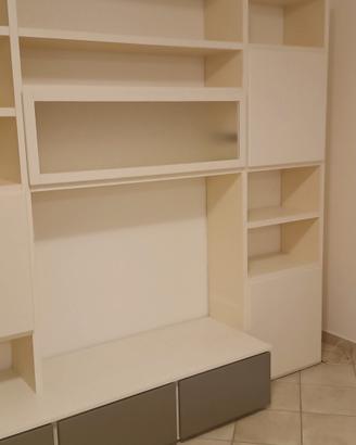 Parete libreria porta Tv e tavolino soggiorno 