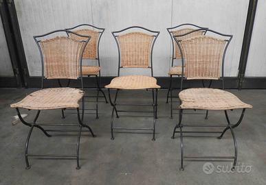 Sedie in ferro battuto impagliate