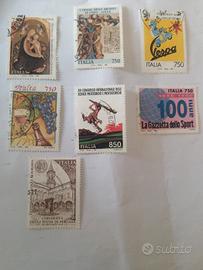 7 francobolli italiani usati del 1996