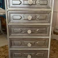 Mobile in legno 5 cassetti bianco e madreperla