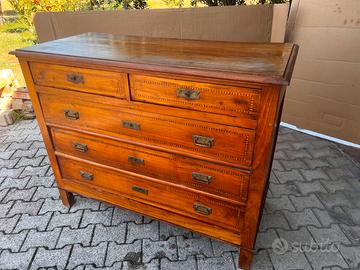 Comò d'epoca Legno Massello e Intarsi Cassettiera
