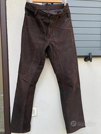 Pantaloni jeans marroni da uomo in pelle taglia 46