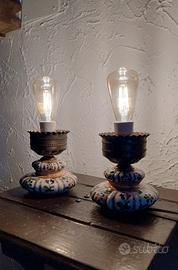 Coppia abat jour ceramica e ottone 