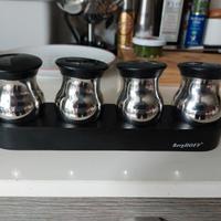 porta spezie in legno con(4)dosatore acciaio 18/10