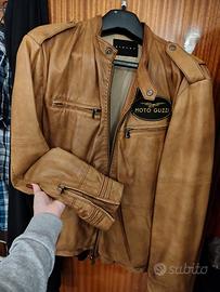 Giubbotto biker Sisley vintage in pelle vera uomo