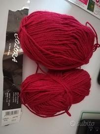 gomitoli rosso bordeaux lana acrilico