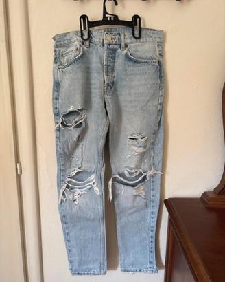 Jeans Denim Chiaro Strappati Ripped