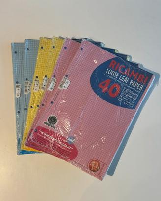 Ricambi fogli per raccoglitore ad anelli