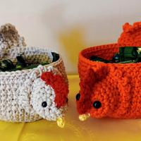 cestino gallina porta caramelle all' uncinetto 