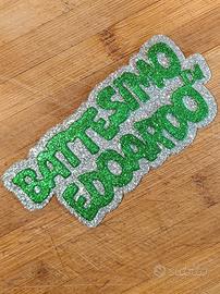 topper glitter personalizzato per torta 