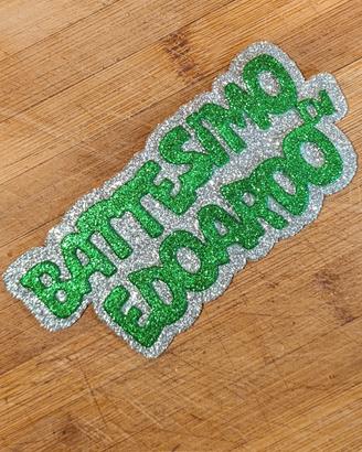 topper glitter personalizzato per torta 
