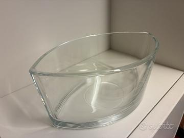 Vaso in vetro a forma di mandorla con coperchio