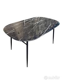 Tavolo rettangolare con piano in vetro 140x90 H76