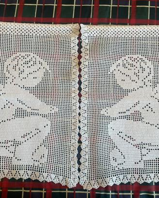 Coppia di Tende ad uncinetto con putti cotone