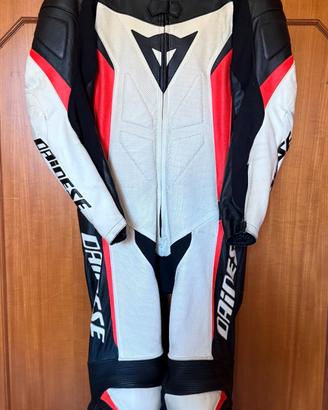 Tuta moto pelle intera Dainese Crono Estiva bianco
