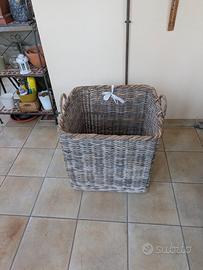 2 cesti grandi in vimini (54x54x55 cm) da interno/