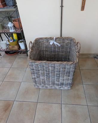 2 cesti grandi in vimini (54x54x55 cm) da interno/