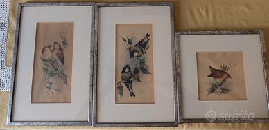 tre quadri con  acquerelli antichi 