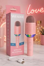 Microfono Karaoke Wireless WESDAR Rosa – Nuovo